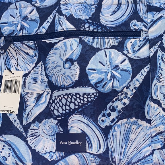 Vera Bradley Recycled Reactive Drawstring Family Tote Bag Morning Shells Blue - Picture 5 of 7